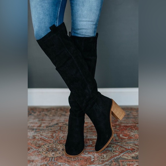 Altar’d State Black Suede Knee-High Boots - Picture 3 of 3